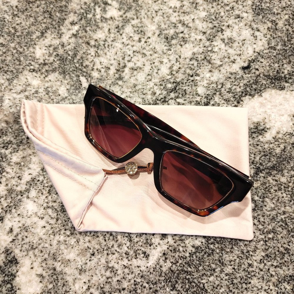 Tory Burch Women's Dark Tortoise Sunglasses Square Sunglasses